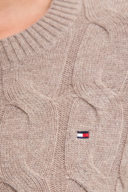 Tommy Hilfiger maglione in lana WW0WW43586 marrone