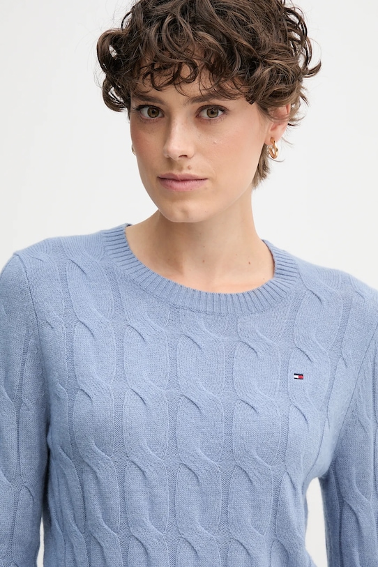 Вовняний светр Tommy Hilfiger блакитний WW0WW43586