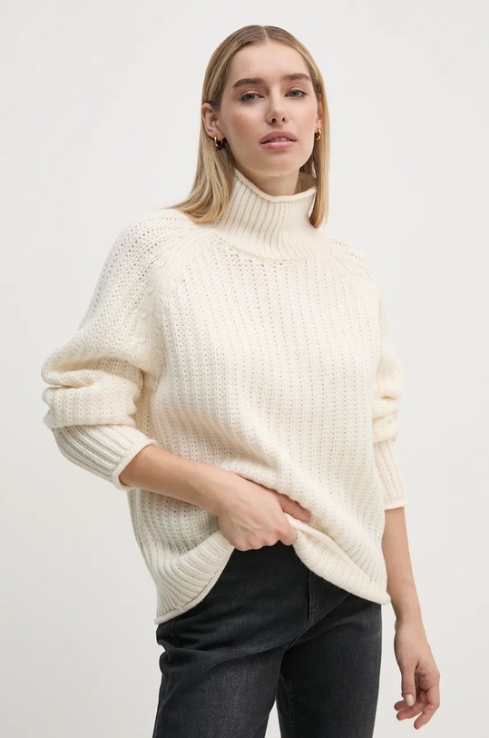 Vlněný svetr Tommy Hilfiger rolák béžová WW0WW44111