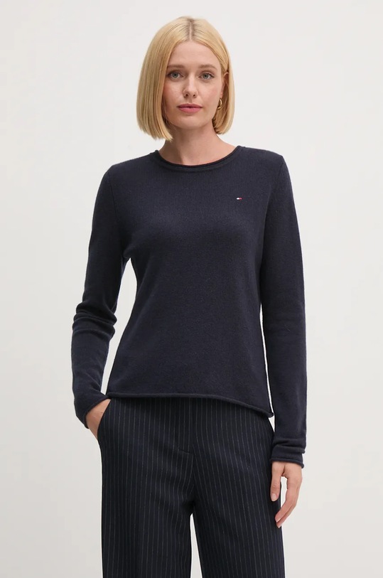 Πουλόβερ Tommy Hilfiger μαλλί σκούρο μπλε WW0WW44161
