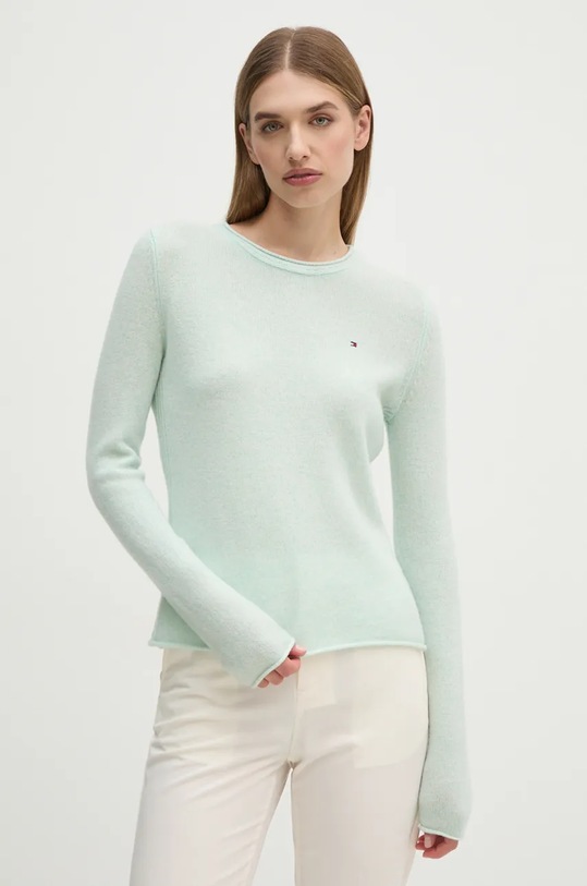 Svetr Tommy Hilfiger kulatý tyrkysová WW0WW44161