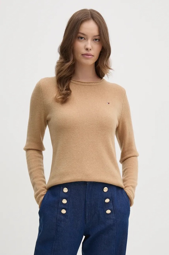 Светр Tommy Hilfiger тонкий коричневий WW0WW44161