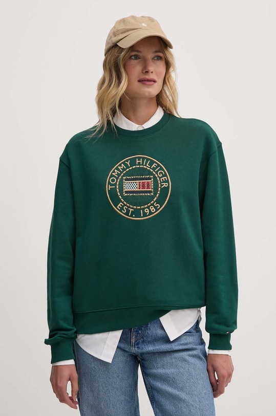 Tommy Hilfiger hanorac de bumbac imprimeu verde WW0WW42891