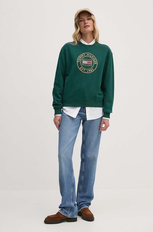 Tommy Hilfiger hanorac de bumbac WW0WW42891 verde AW24