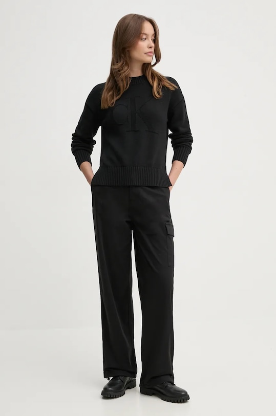 Пуловер с вълна Calvin Klein Jeans J20J224224 черен NC24