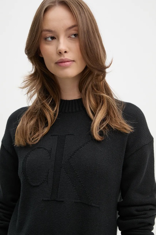 Пуловер с вълна Calvin Klein Jeans черен J20J224224