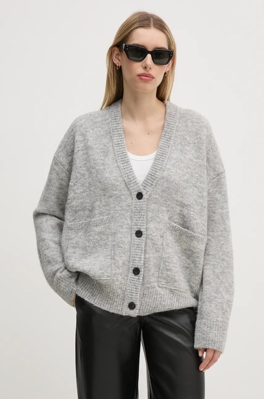 Calvin Klein Jeans kardigan z domieszką wełny z domieszką wełny szary J20J224234