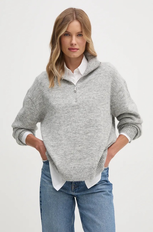 Pulover s dodatkom vune Calvin Klein Jeans s dodatkom vune siva J20J224238