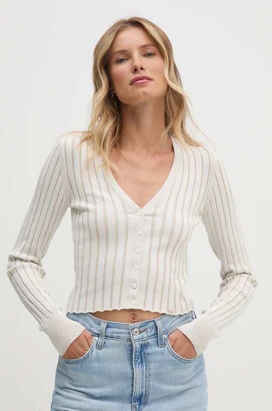Одяг Бавовняний кардиган Calvin Klein Jeans J20J224222 бежевий