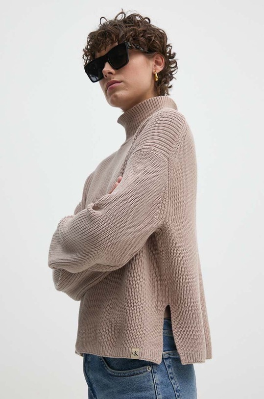 Calvin Klein Jeans sweter bawełniany beżowy J20J224227