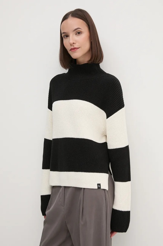 Calvin Klein Jeans pulover de bumbac groase negru J20J224227