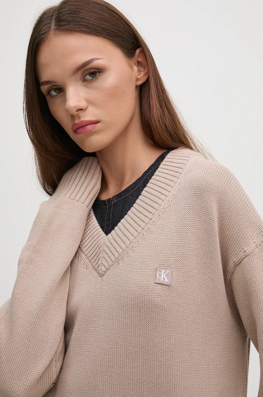 Bavlněný svetr Calvin Klein Jeans béžová J20J224632