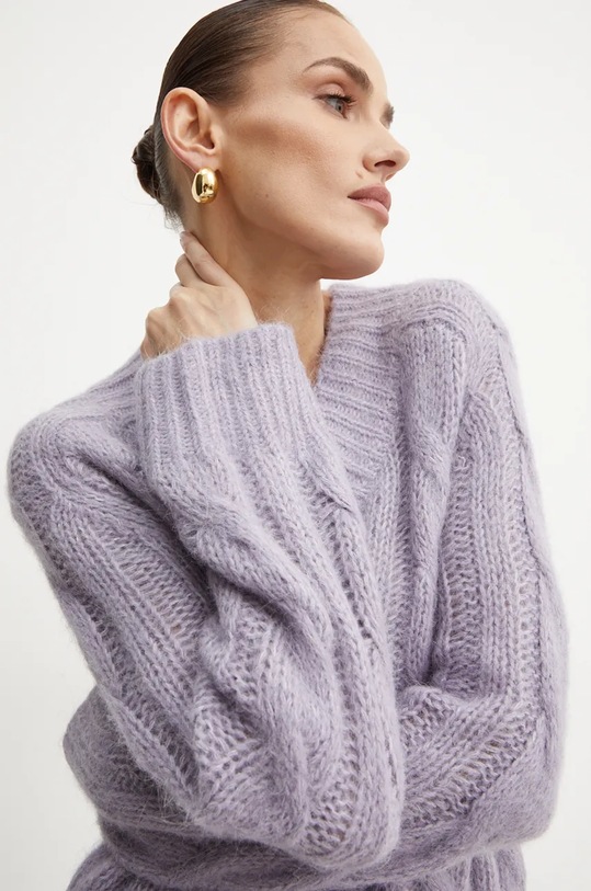 Vlnený sveter MICHAEL Michael Kors melanž fialová MF460Z8F5C