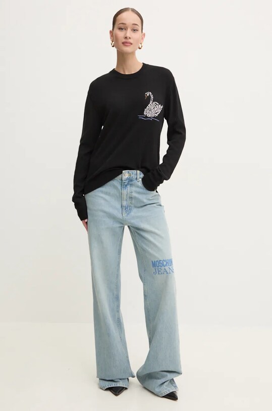 Vlnený sveter MSGM 3742MDM200.247786 čierna AW24