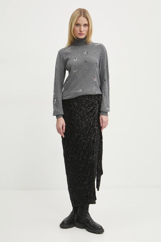Шерстяной свитер MSGM 3742MDM212.247786 серый AW24