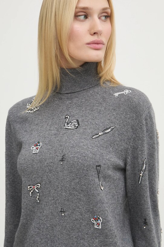 Шерстяной свитер MSGM серый 3742MDM212.247786