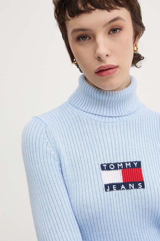 Tommy Jeans pulover din amestec de lana albastru DW0DW18678