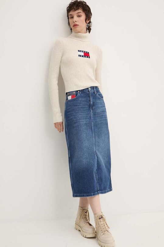 Tommy Jeans sweter z domieszką wełny DW0DW18678 beżowy AW24