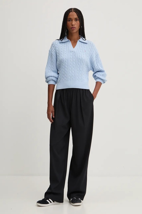 Tommy Jeans pulover de bumbac DW0DW18680 albastru AW24