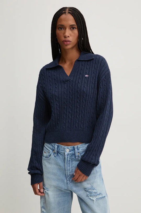 Tommy Jeans sweter bawełniany bawełna granatowy DW0DW18680