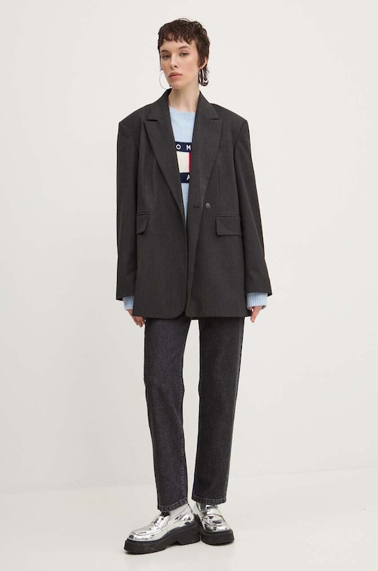 Svetr z vlněné směsi Tommy Jeans DW0DW18681 modrá AW24