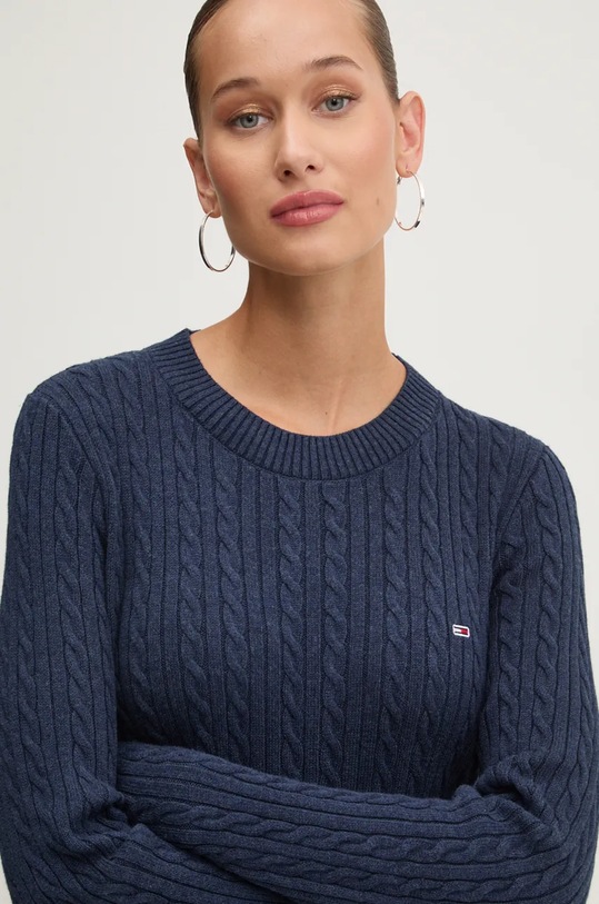 Tommy Jeans pulover de bumbac bleumarin DW0DW18683