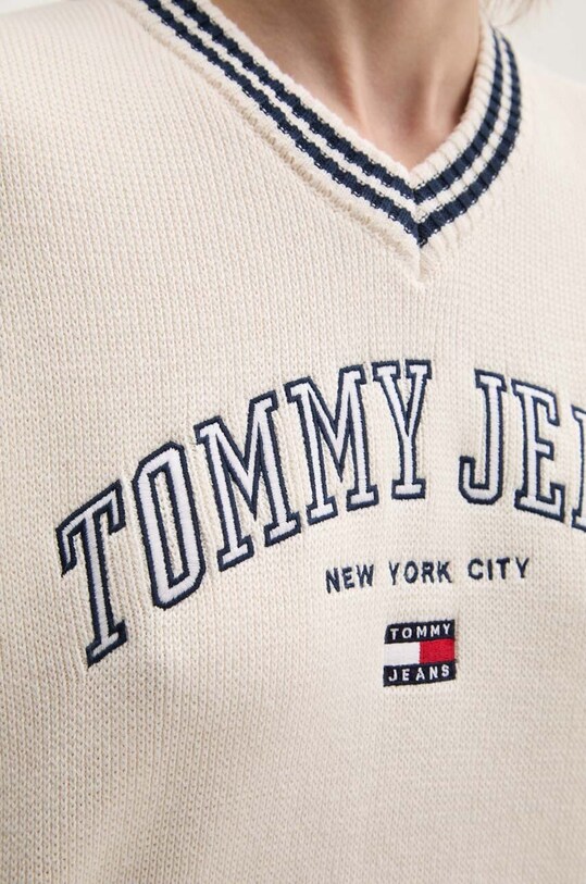 Tommy Jeans pulover de bumbac DW0DW18692 bej