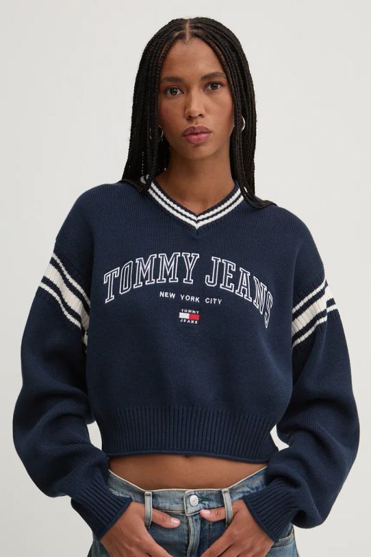 Tommy Jeans sweter bawełniany granatowy DW0DW18692