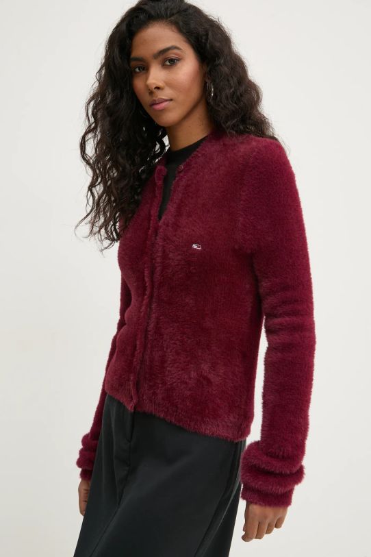 Tommy Jeans cardigan uni burgundia DW0DW19683