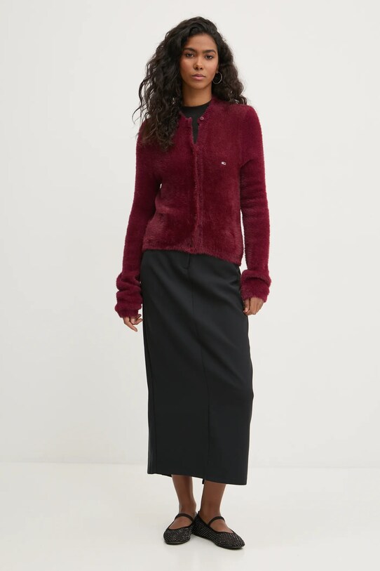 Tommy Jeans cardigan DW0DW19683 burgundia AW24