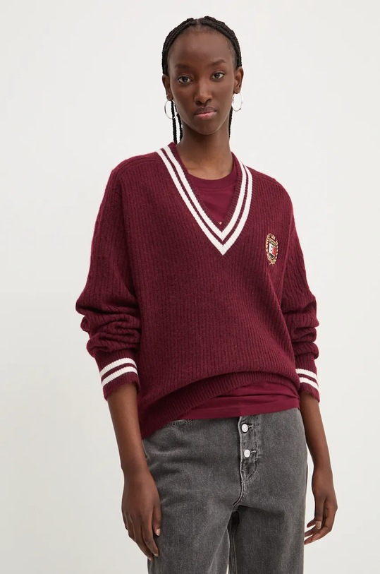 Tommy Jeans pulóver burgundia DW0DW19685