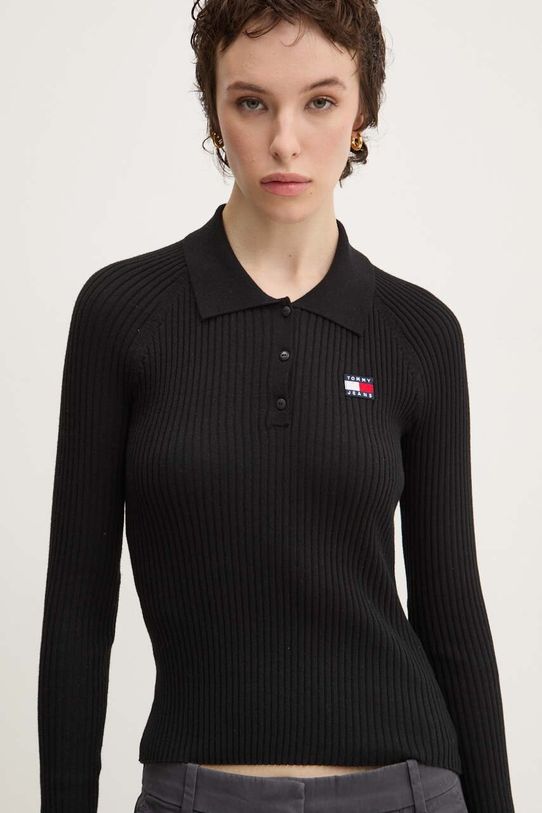 Πουλόβερ Tommy Jeans μαύρο DW0DW19803