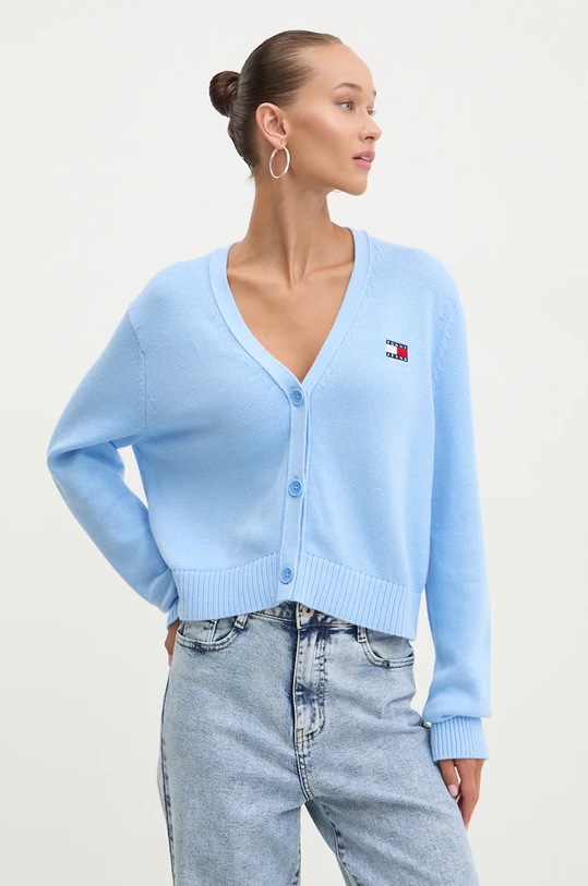 Tommy Jeans cardigan din bumbac grosime medie albastru DW0DW19913
