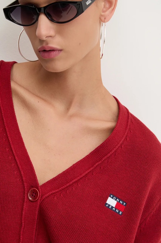 Βαμβακερή ζακέτα Tommy Jeans DW0DW19913 μπορντό