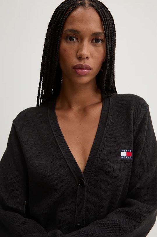 Tommy Jeans cardigan din bumbac grosime medie negru DW0DW19913