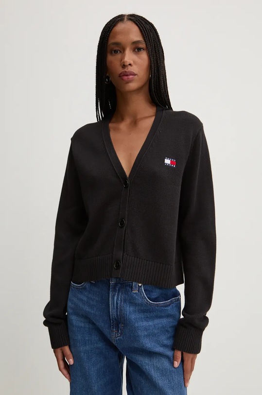 Tommy Jeans cardigan din bumbac negru DW0DW19913