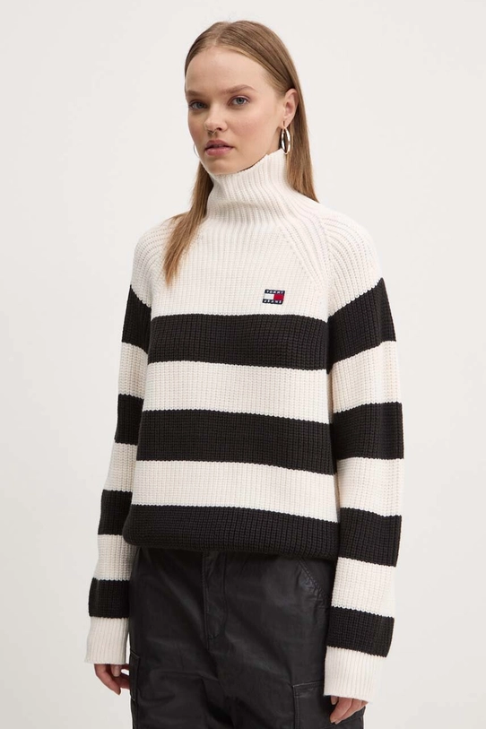 Tommy Jeans sweter z domieszką wełny z domieszką wełny beżowy DW0DW19914