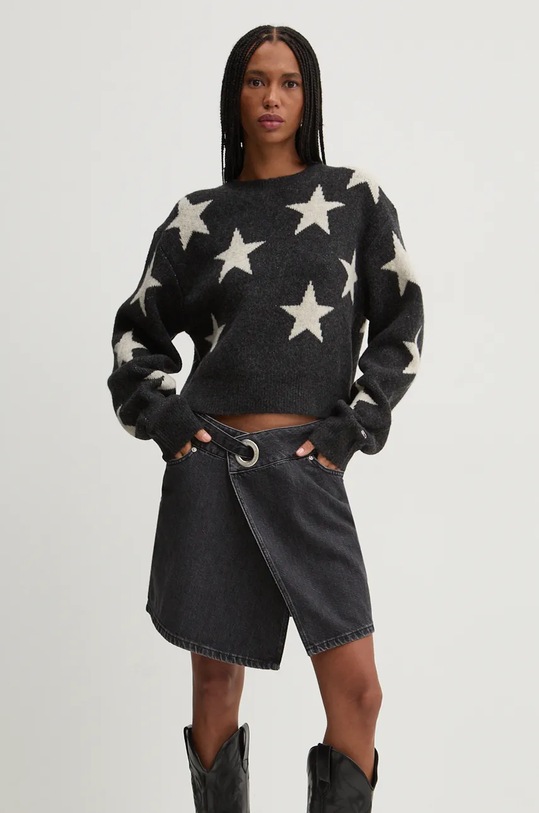 Tommy Jeans pulover din amestec de lana grosime medie negru DW0DW19915