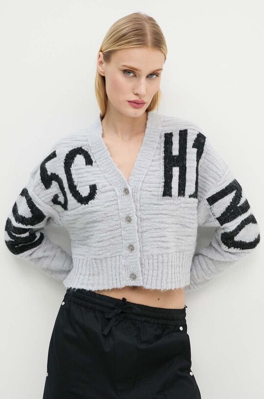 Moschino Jeans cardigan din amestec de lana cu modele gri 0912.8705