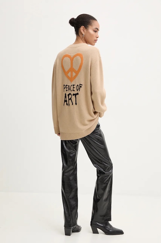 Vlněný svetr Moschino Jeans vlna béžová 0928.8706