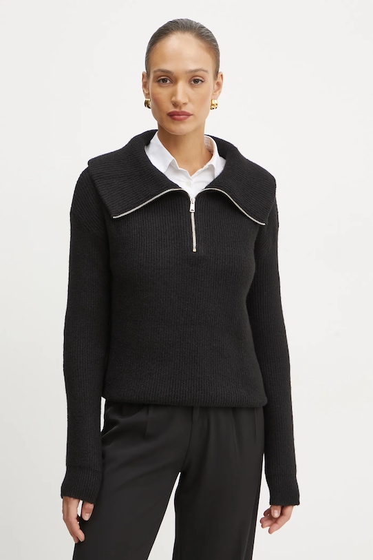 Pulover s primesjo volne Morgan MCOLAR Srednje debeline črna MCOLAR