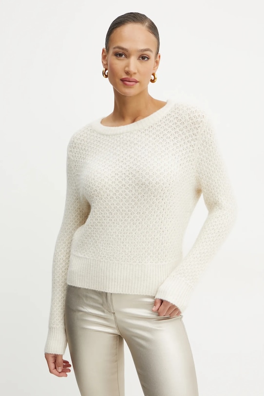 Svetr z vlněné směsi Morgan MPAUL kulatý béžová MPAUL