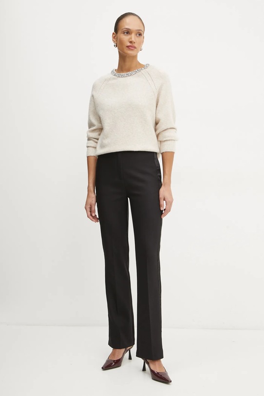 Svetr z vlněné směsi Morgan MPERLE MPERLE béžová AW24