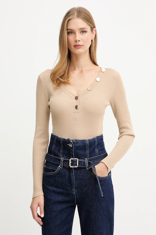 Sveter Morgan MBANBI.N V výstrih béžová MBANBI.N