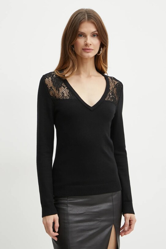 Morgan pulover MCOURSE subtiri negru MCOURSE