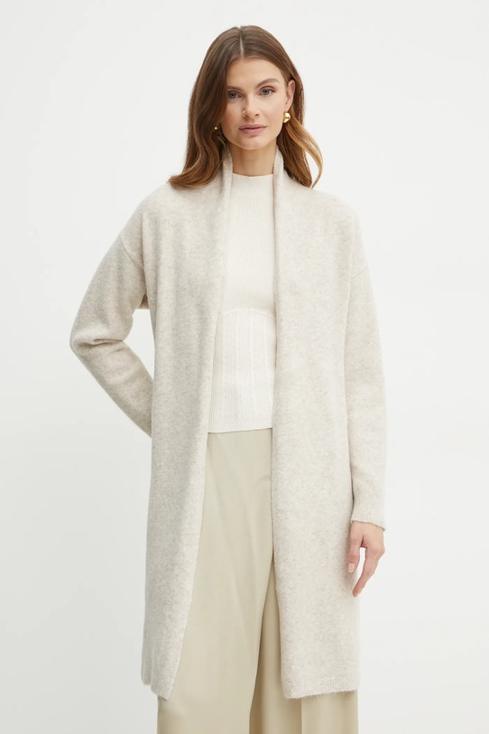 Kardigan s primjesom vune Morgan MGIOIA bez uzorka bež MGIOIA