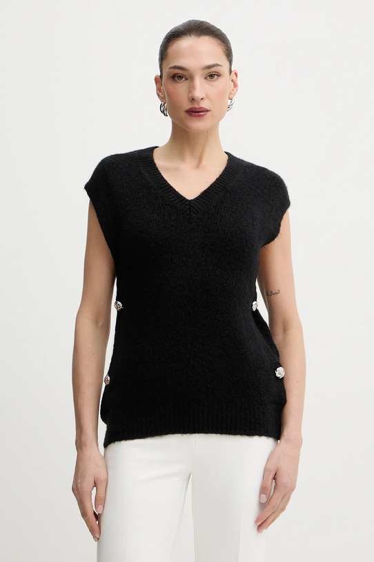Morgan kamizelka z domieszką wełny MPLUIE szpic czarny MPLUIE