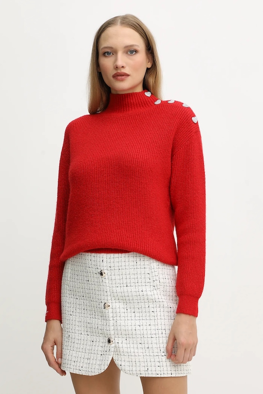 Morgan sweter z domieszką wełny MSTORI półgolf czerwony MSTORI
