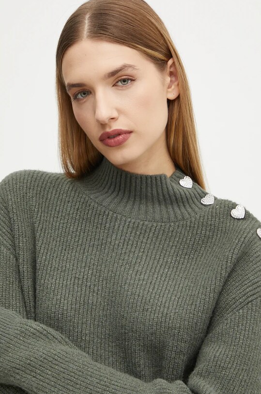 Morgan sweter z domieszką wełny MSTORI zielony MSTORI