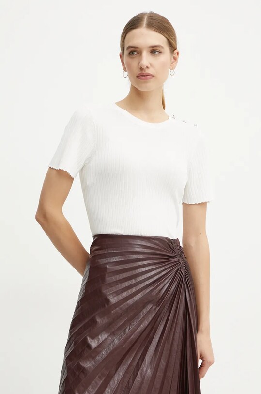 Μπλουζάκι Morgan MTONIO slim μπεζ MTONIO